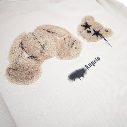Palm Angels Spray Bear Crewneck Sweatshirt Grey Brown