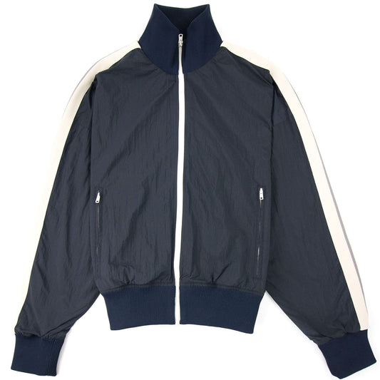 Palm Angels Curved Logo Wr Nylon Track Jacket Navy Blue