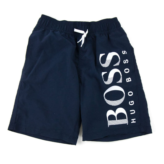 Hugo Boss Kids Thigh Branded Swimshorts Navy