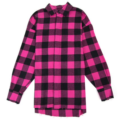 Palm Angels Flannel Curved Logo Overshirt Fuchsia Light Grey
