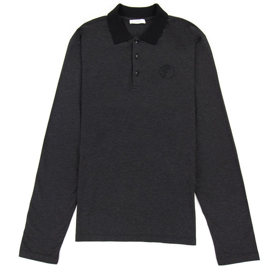 Versace Collection Embroidered Medusa Logo L/s Polo Black