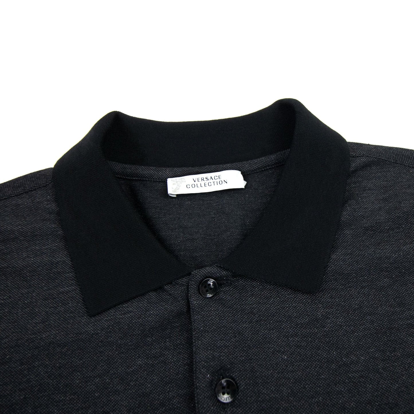 Versace Collection Embroidered Medusa Logo L/s Polo Black