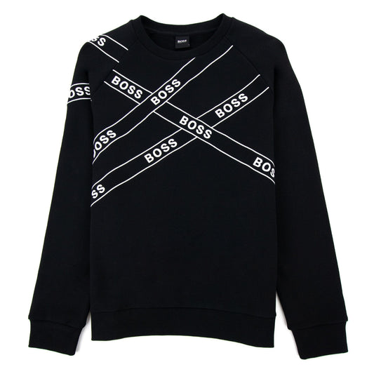 Hugo Boss Wrapped Artwork Logo Sweatshirt Black 001