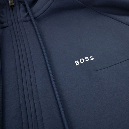 Hugo Boss Saggy 1 Logo Zip Up Sweatshirt Navy 410