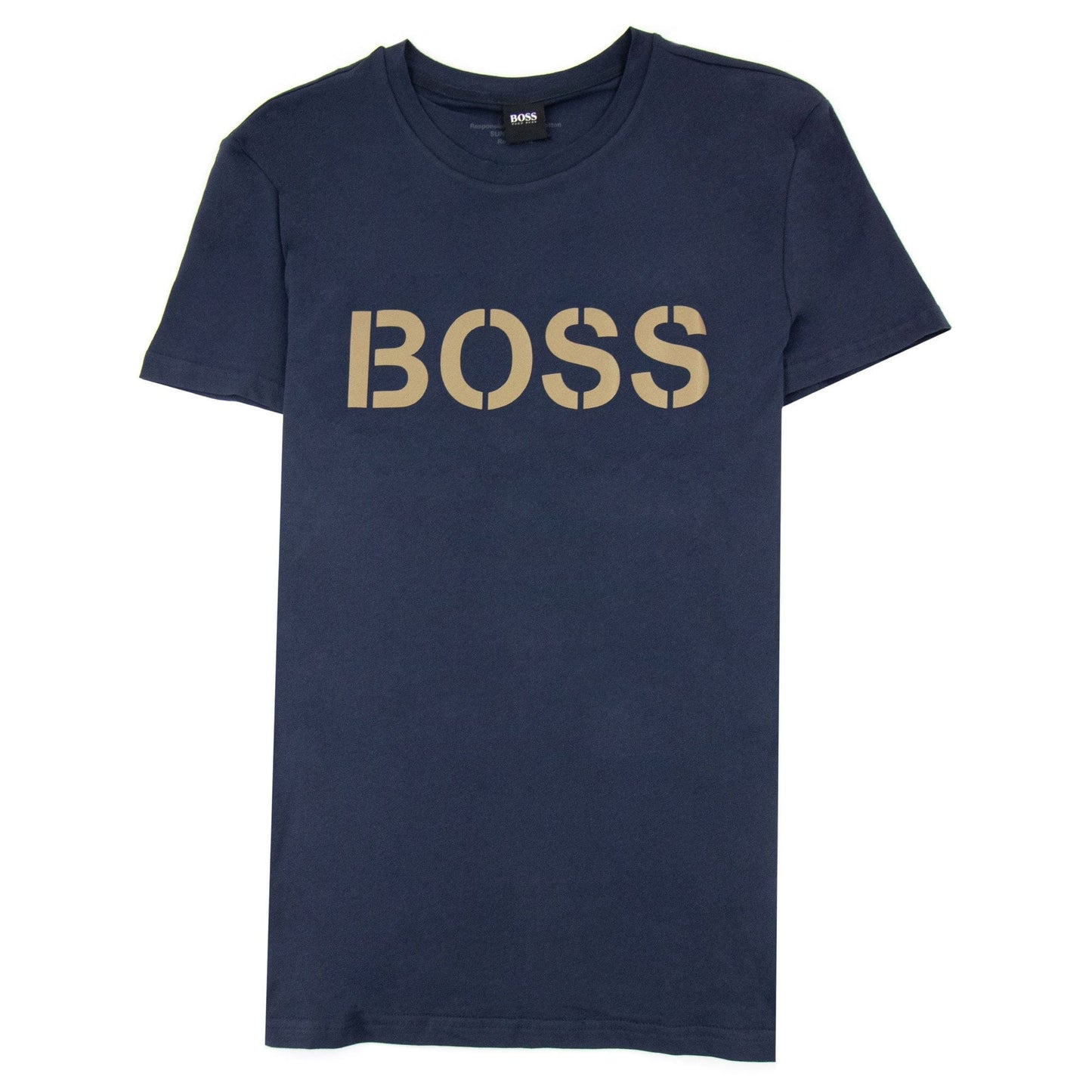 Hugo Boss Rn Special Striped Logo T Shirt Dark Navy 403