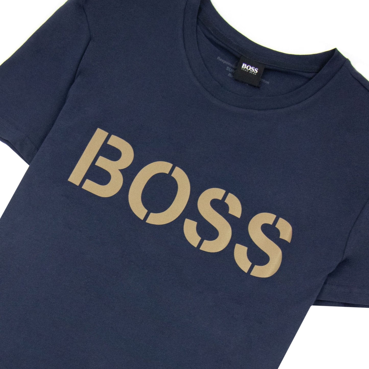 Hugo Boss Rn Special Striped Logo T Shirt Dark Navy 403
