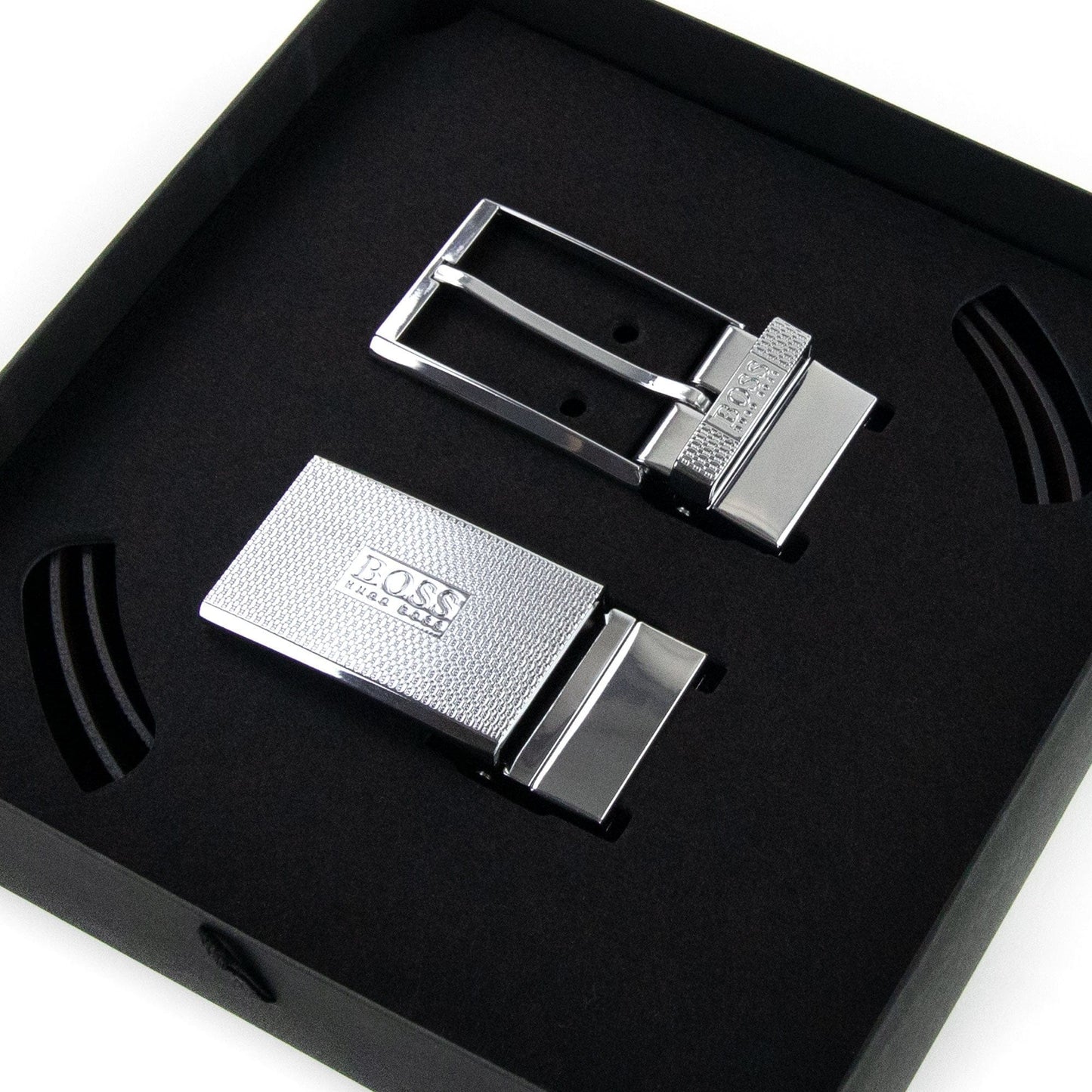 Hugo Boss Reversible Pin Plaque Buckles Leather Belt Dark Brown 002