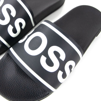 Hugo Boss Bay Stripe Logo Sliders Black 001