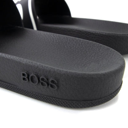 Hugo Boss Bay Stripe Logo Sliders Black 001