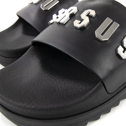 Versace Versus Rubber Sole Metal Logo Slider Black