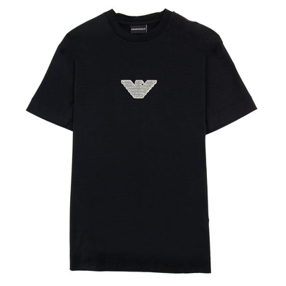 Emporio Armani Felt Eagle Patch Tencel Blend T Shirt Black 999