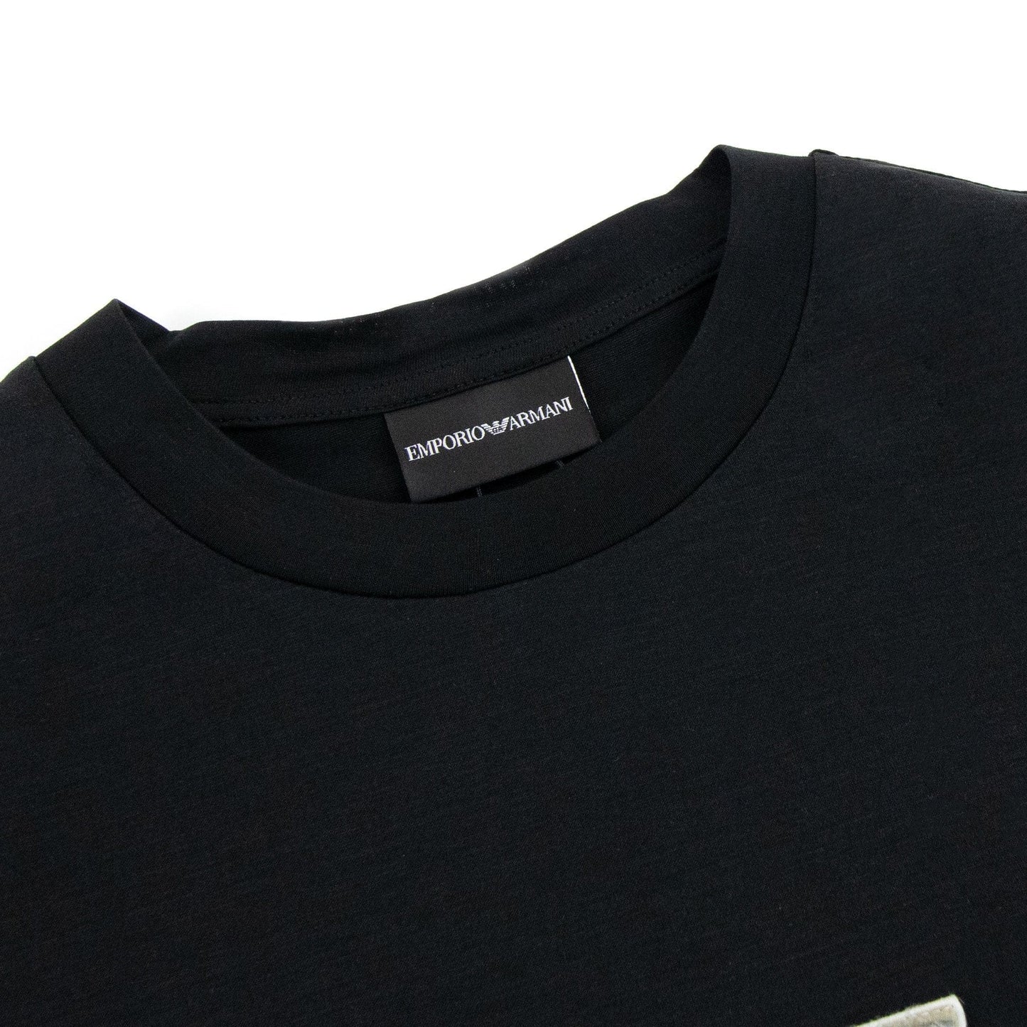 Emporio Armani Felt Eagle Patch Tencel Blend T Shirt Black 999