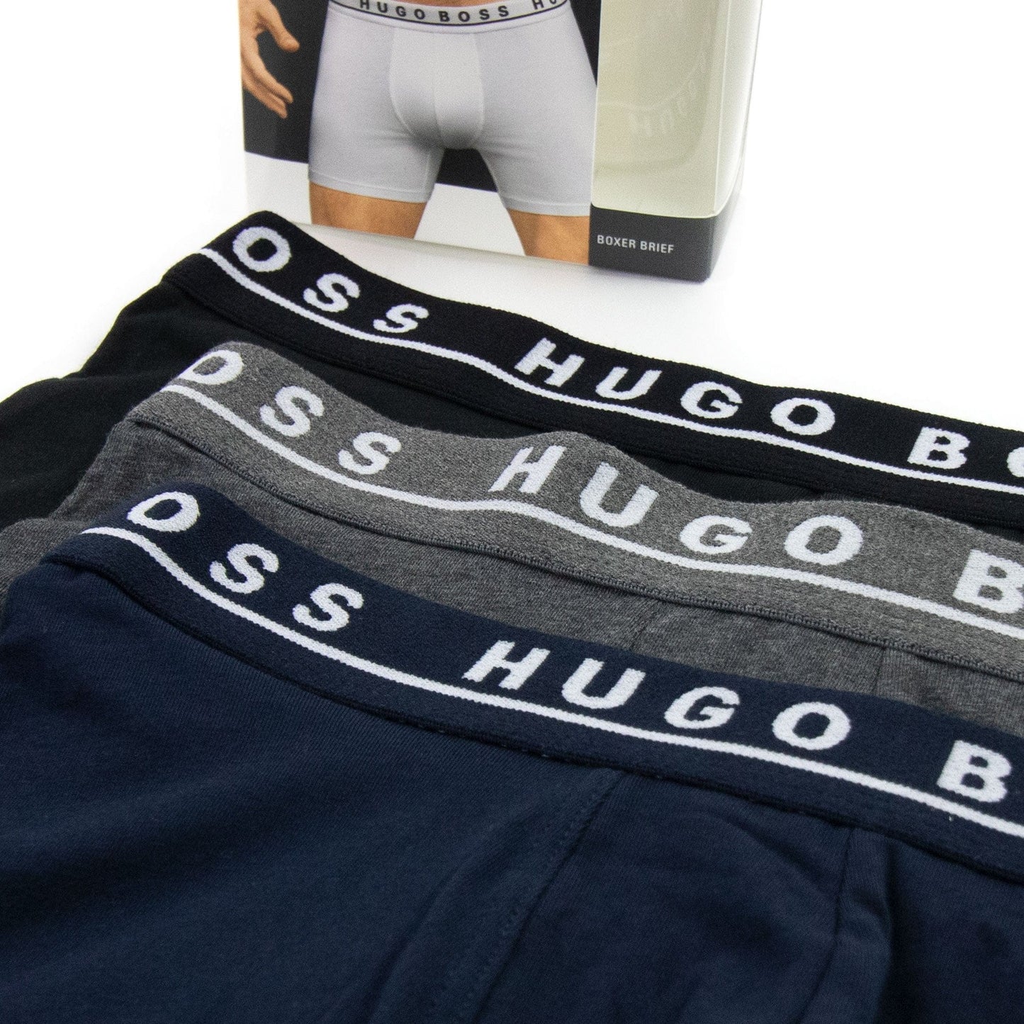Hugo Boss Three Pack Logo Brief Boxer Grey/Navy/Black