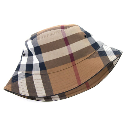 Burberry Check Cotton Canvas Bucket Hat Birch Brown