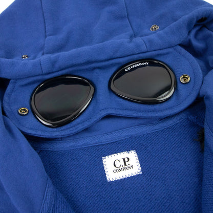 Cp Company Diagonal Raised Fleece Full Zip Goggle Hoody Blue Quartz 892