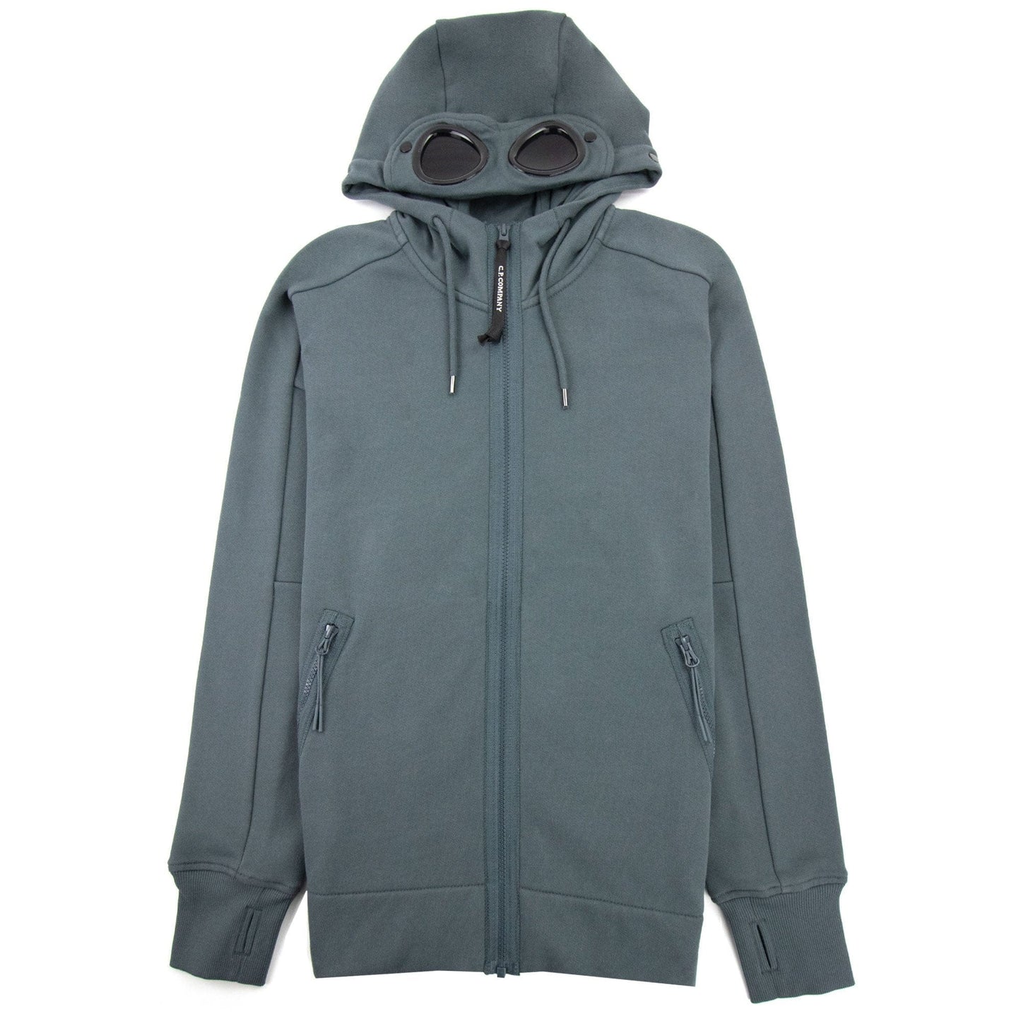 Cp Company Diagonal Raised Fleece Full Zip Goggle Hoody Dark Shadow Grey 978