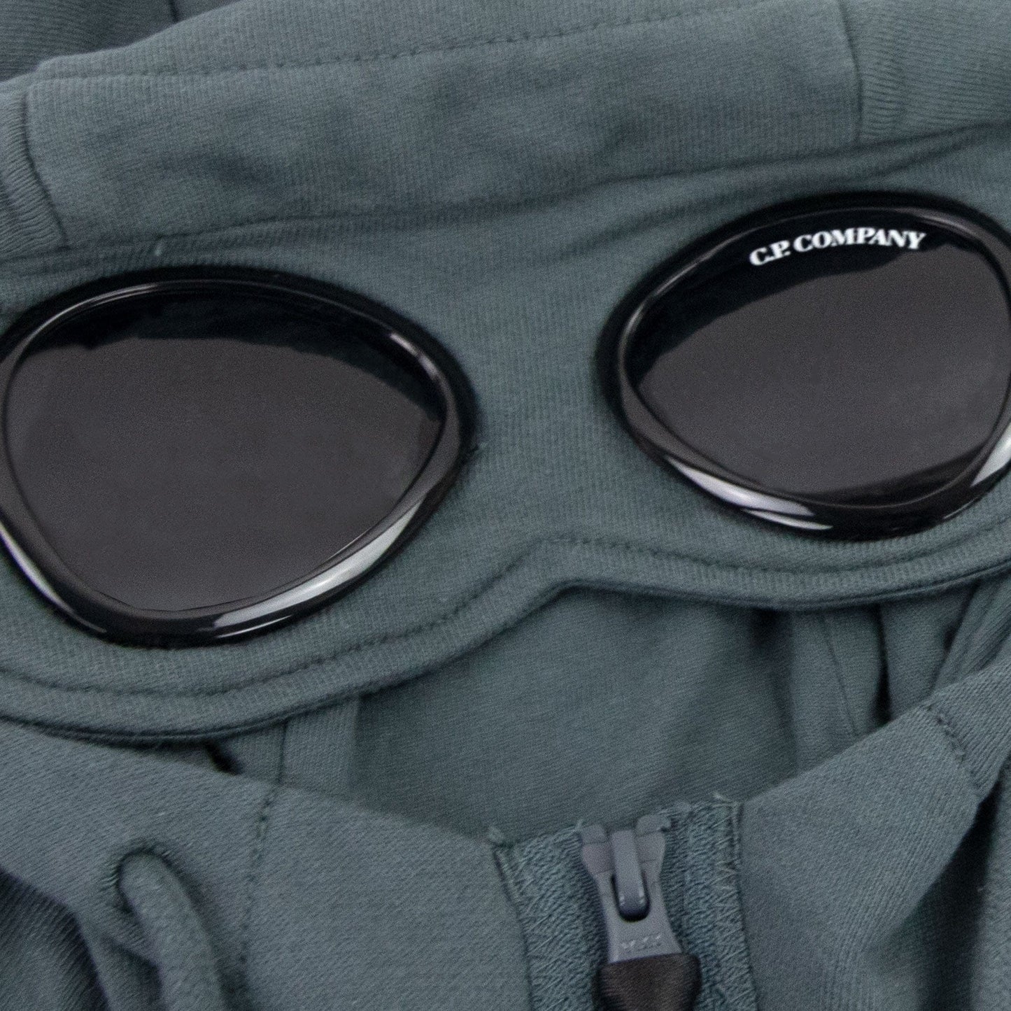 Cp Company Diagonal Raised Fleece Full Zip Goggle Hoody Dark Shadow Grey 978