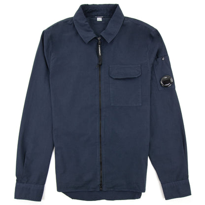 Cp Company Emerized Gabardine Zipped Shirt Navy 888