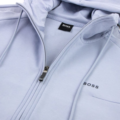Hugo Boss Saggy 1 Logo Zip Up Sweatshirt Light Blue 481