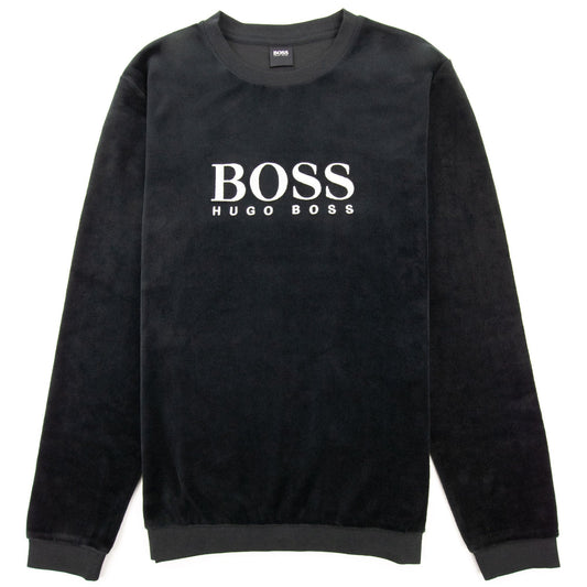 Hugo Boss Embroidered Logo Velour Loungewear Sweatshirt Black 001