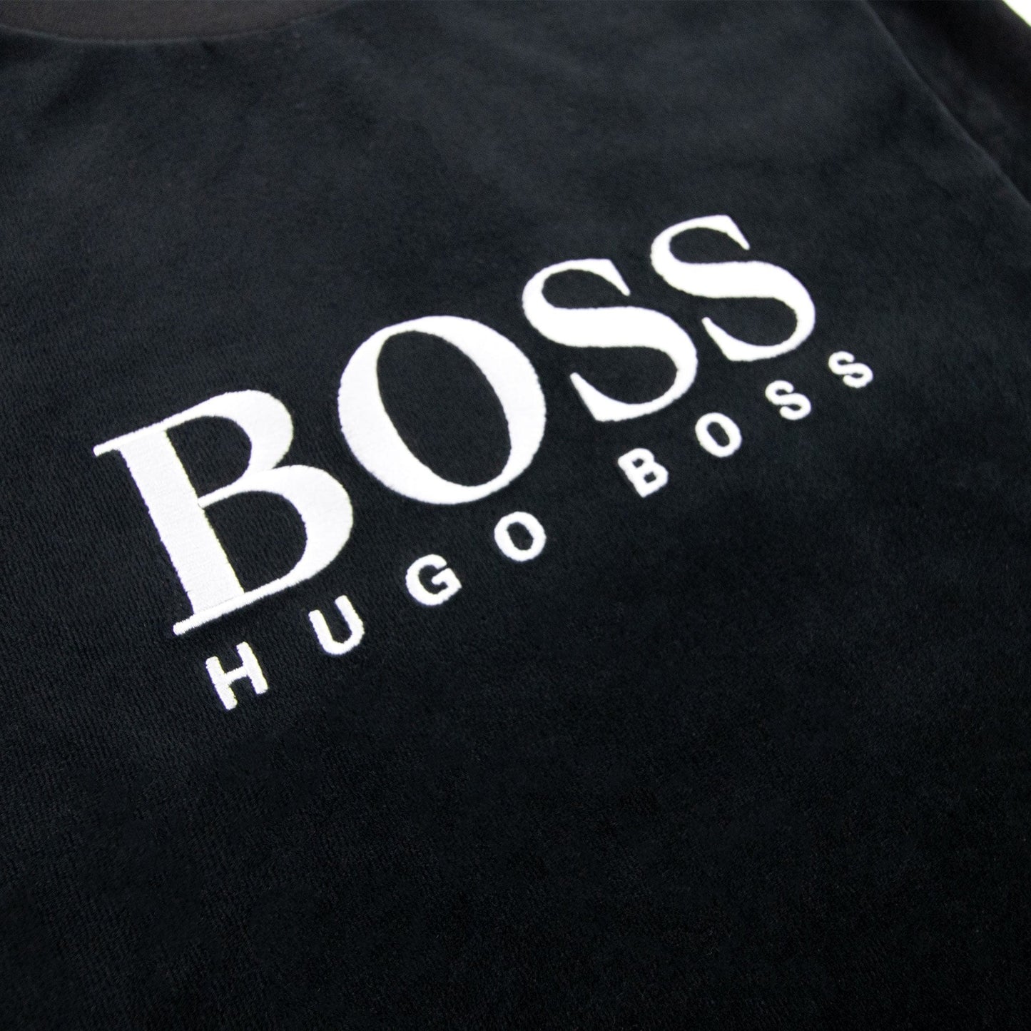 Hugo Boss Embroidered Logo Velour Loungewear Sweatshirt Black 001