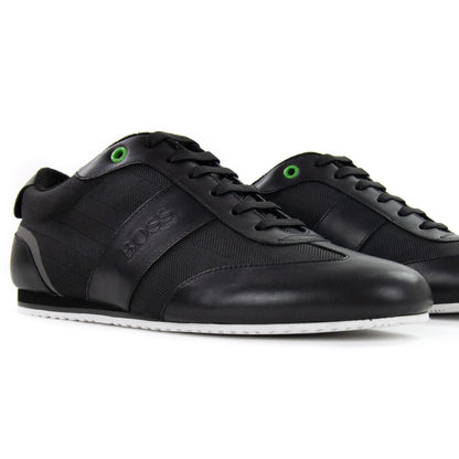 Hugo Boss Lighter Low Leather Mesh Trainers Black