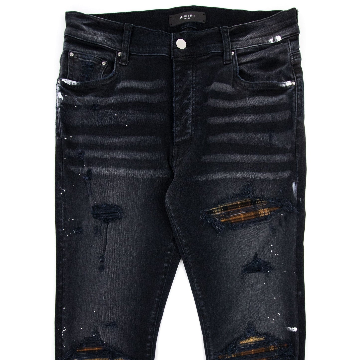 Amiri Mx1 Plaid Jeans Aged Black
