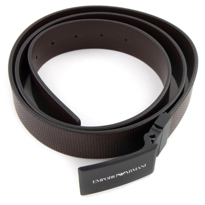 Emporio Armani Perforated Leather Buckle Belt Dark Tan