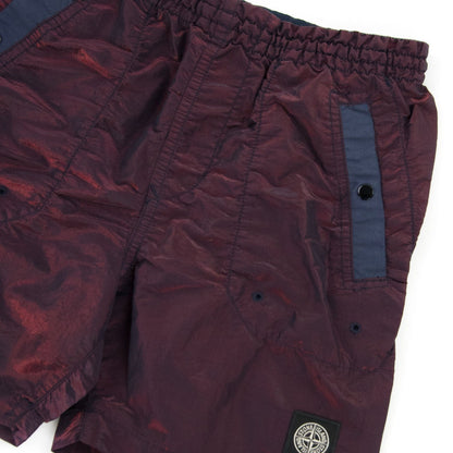 Stone Island Junior B0337 Nylon Metal Coloured Weft Swim Shorts Red V1028