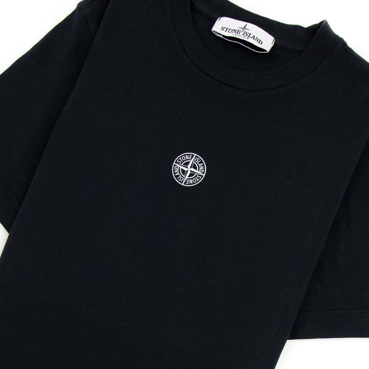 Stone Island Junior Logo Print T Shirt Black V0029