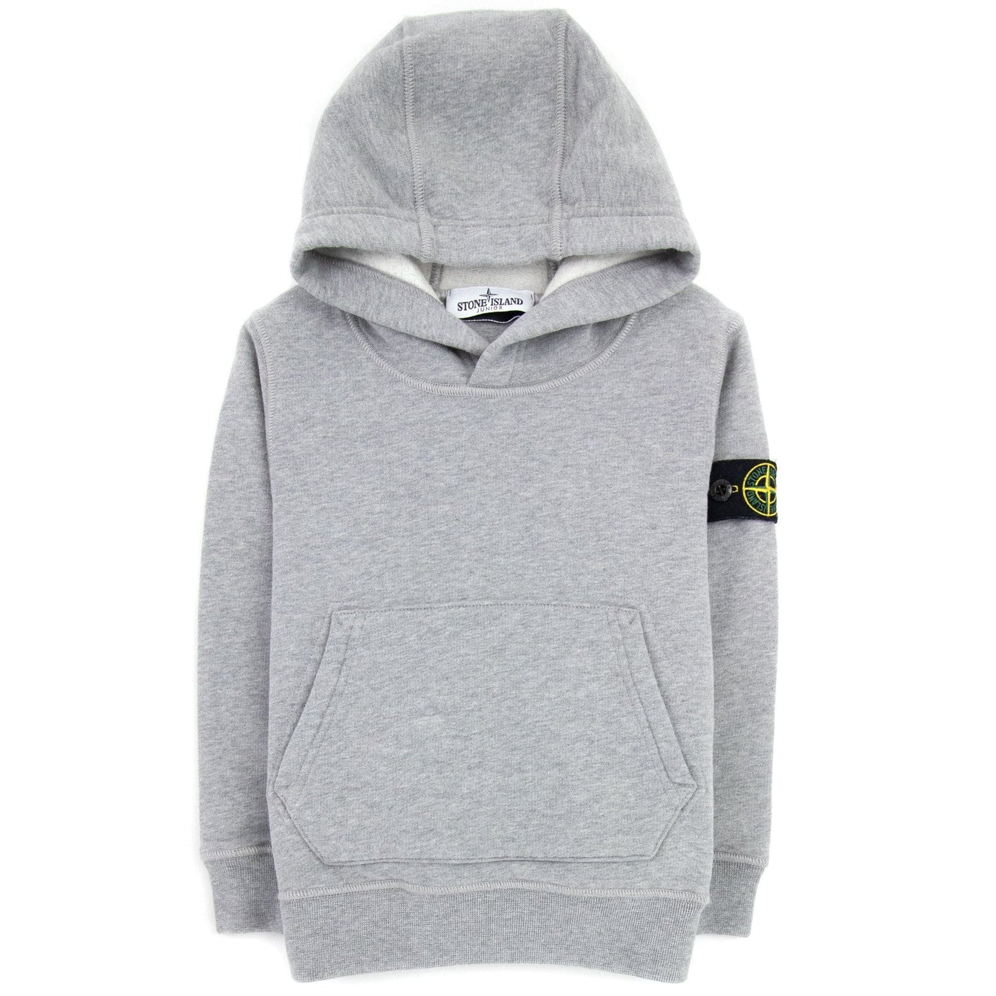 Stone Island Junior Arm Badge Hooded Sweatshirt Grey V0064