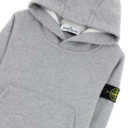 Stone Island Junior Arm Badge Hooded Sweatshirt Grey V0064