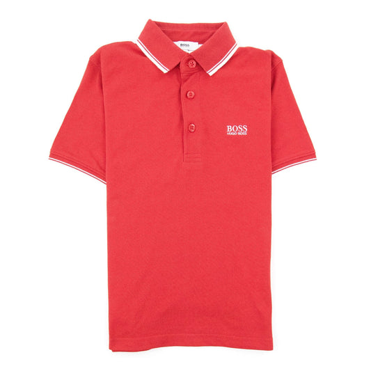 Hugo Boss Kids Tipped Short Sleeve Polo Red