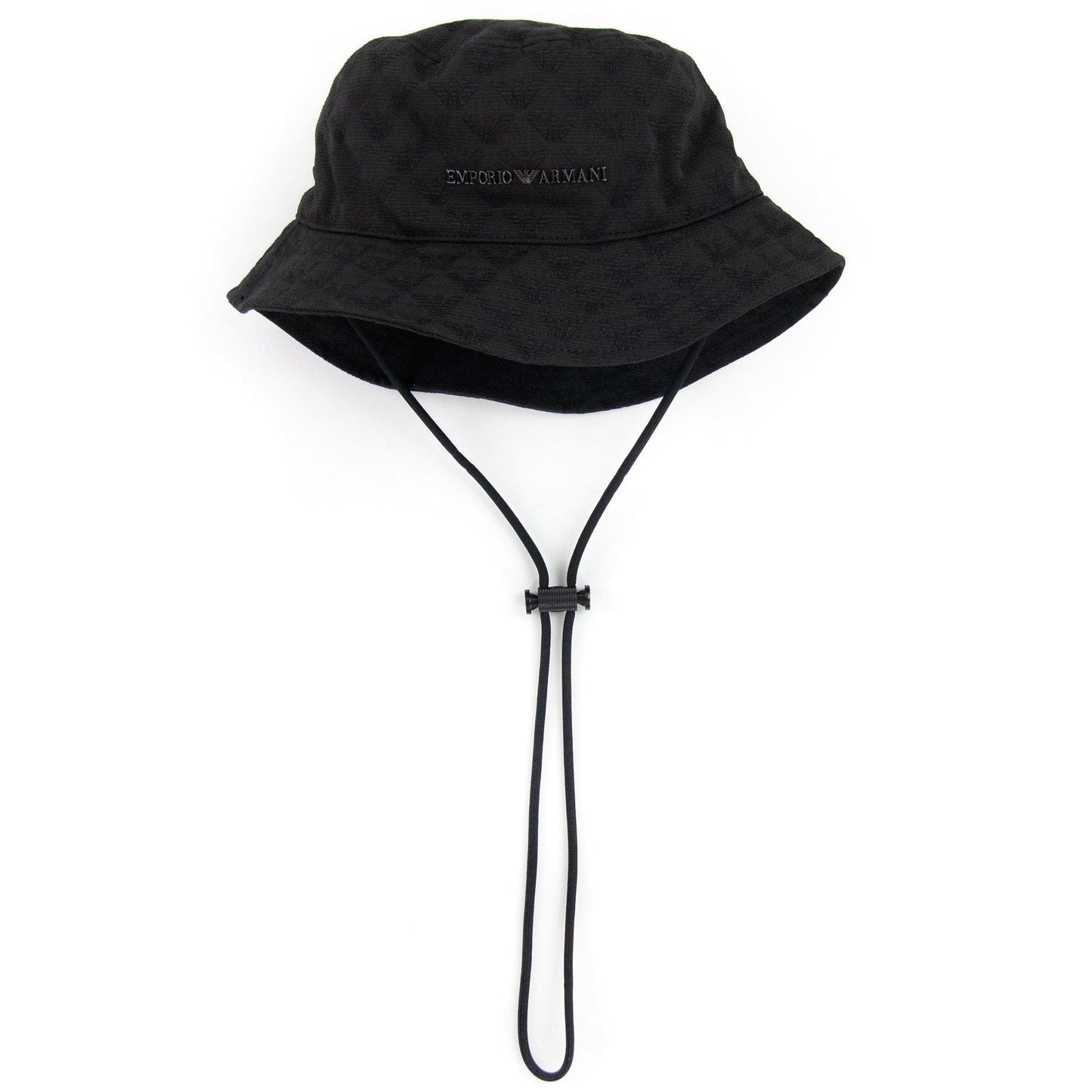 Emporio Armani All-over Eagle Jacquard Cloche Hat With Strap Black