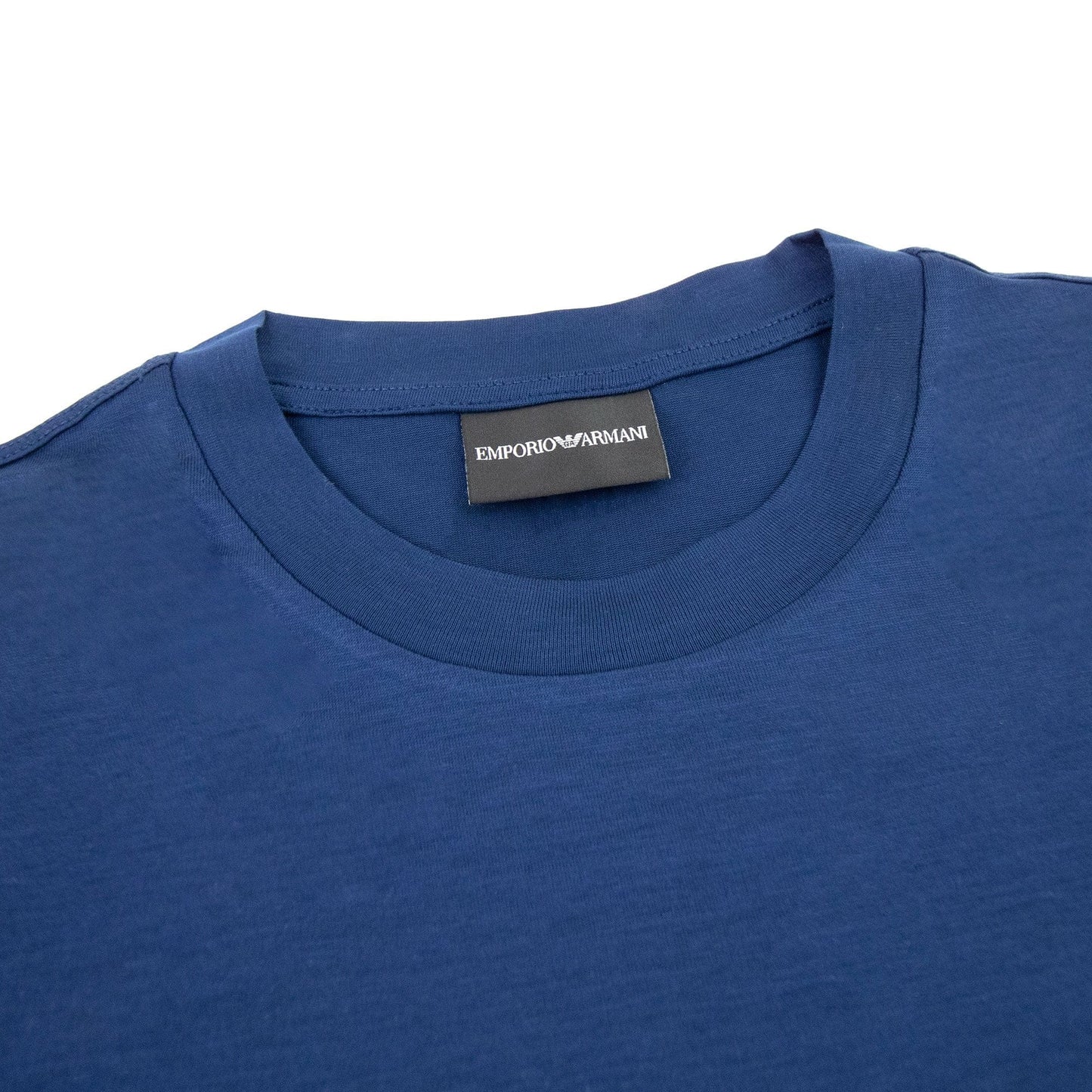 Emporio Armani Tencel Blend T-shirt With Felt Lettering Navy
