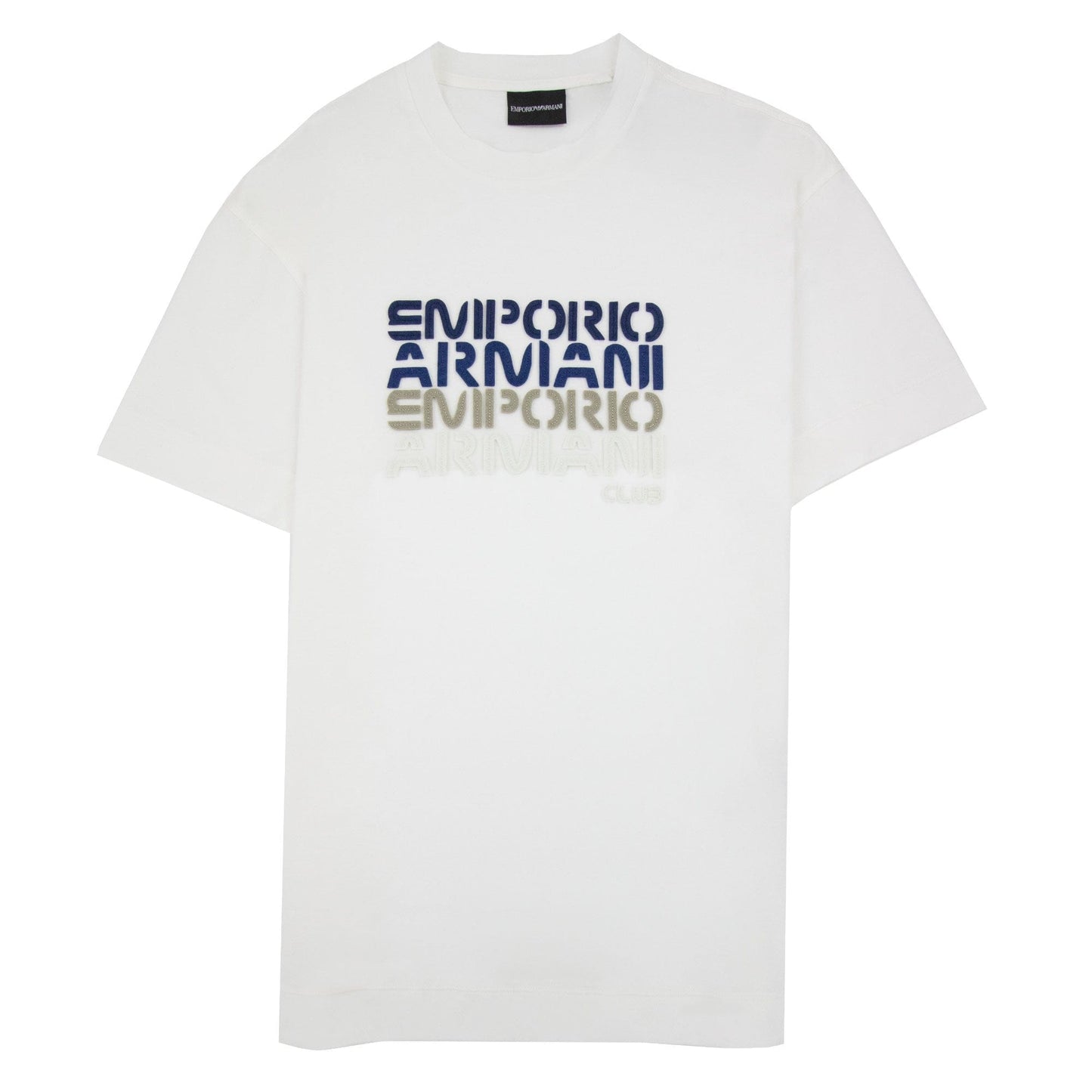 Emporio Armani Tencel Blend T-shirt With Felt Lettering White
