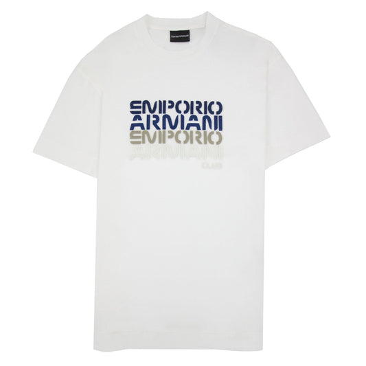 Emporio Armani Tencel Blend T-shirt With Felt Lettering White