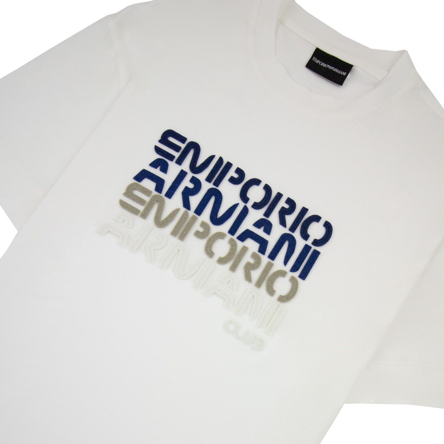 Emporio Armani Tencel Blend T-shirt With Felt Lettering White