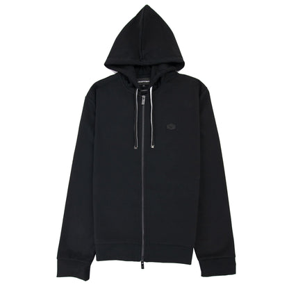 Emporio Armani Hooded Zipped Ponte-di-roma Sweatshirt Nero