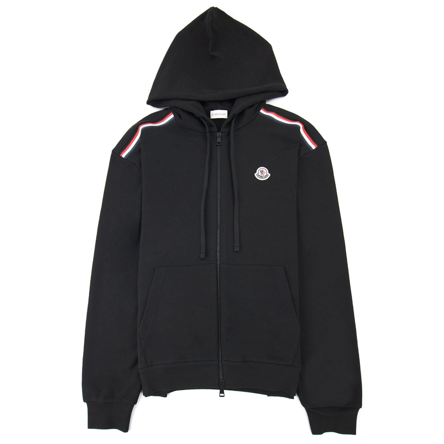 Moncler Tricolour Accent Zip-up Hoodie Black
