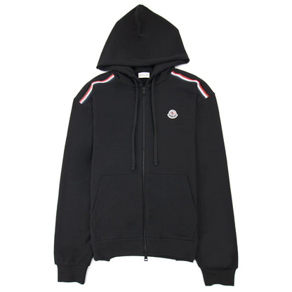 Moncler Tricolour Accent Zip-up Hoodie Black