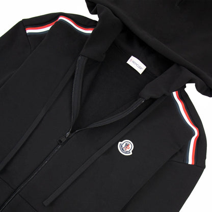 Moncler Tricolour Accent Zip-up Hoodie Black