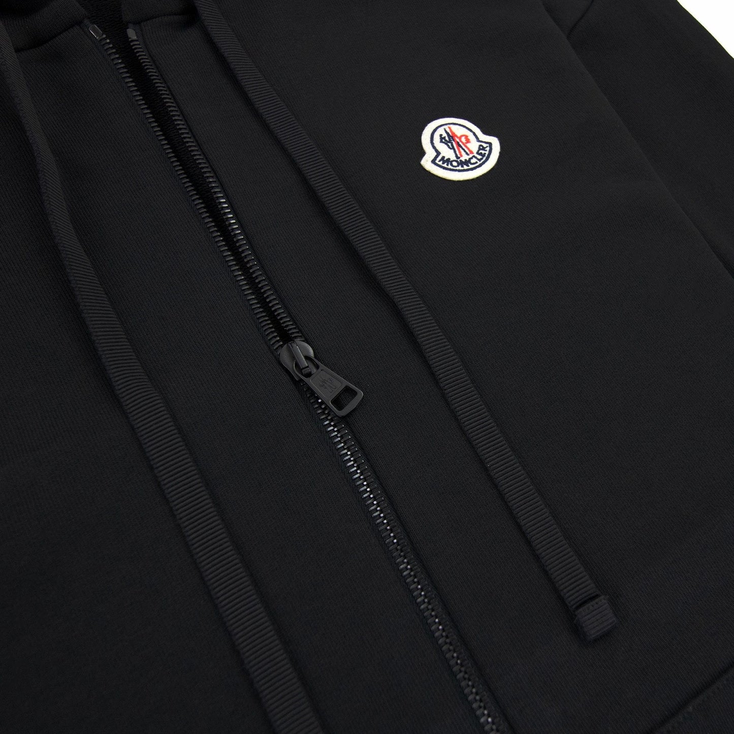 Moncler Tricolour Accent Zip-up Hoodie Black