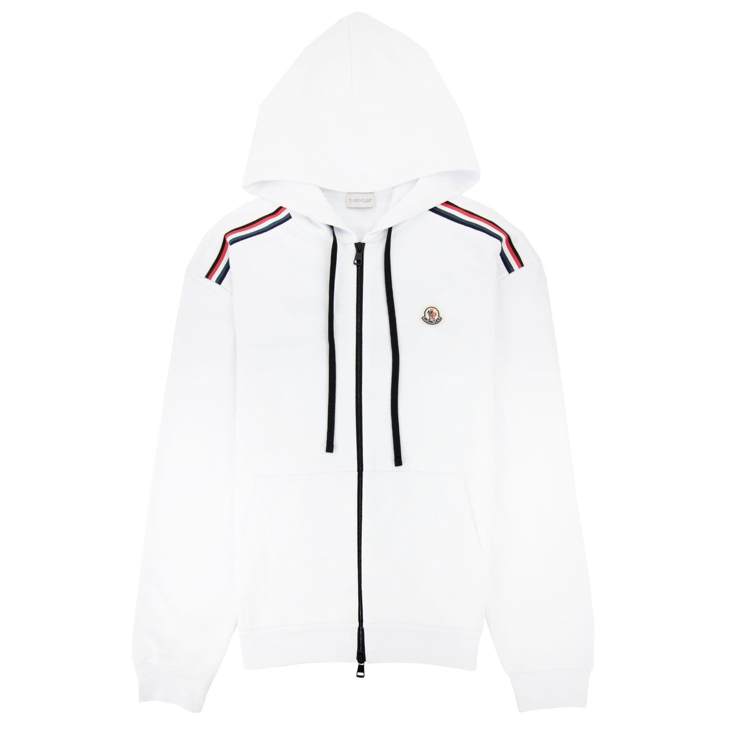 Moncler Tricolour Accent Zip-up Hoodie White