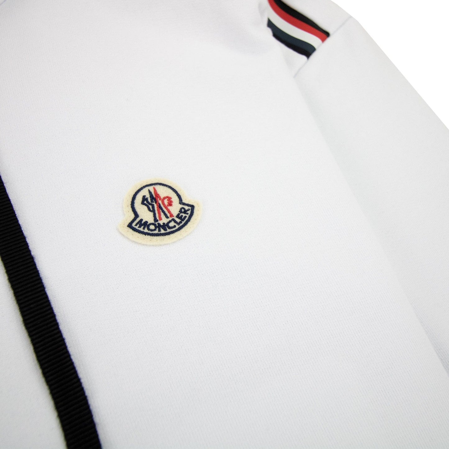 Moncler Tricolour Accent Zip-up Hoodie White