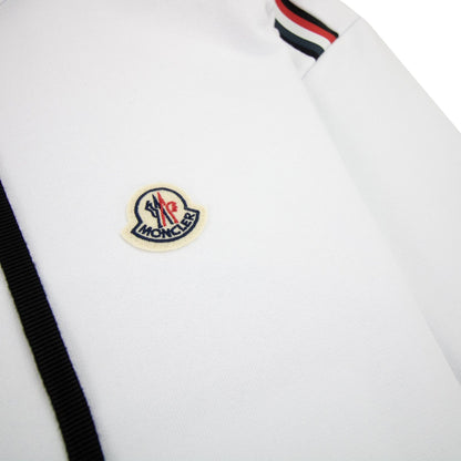 Moncler Tricolour Accent Zip-up Hoodie White