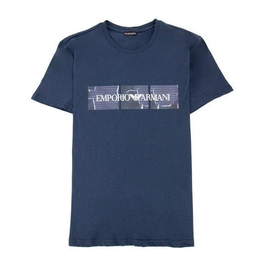 Emporio Armani Felt Logo Crew T-shirt Navy