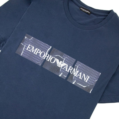 Emporio Armani Felt Logo Crew T-shirt Navy