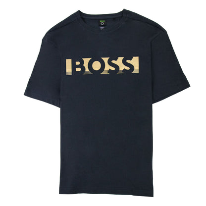 Hugo Boss Tee 1 Colour Block Logo T Shirt Dark Navy 402