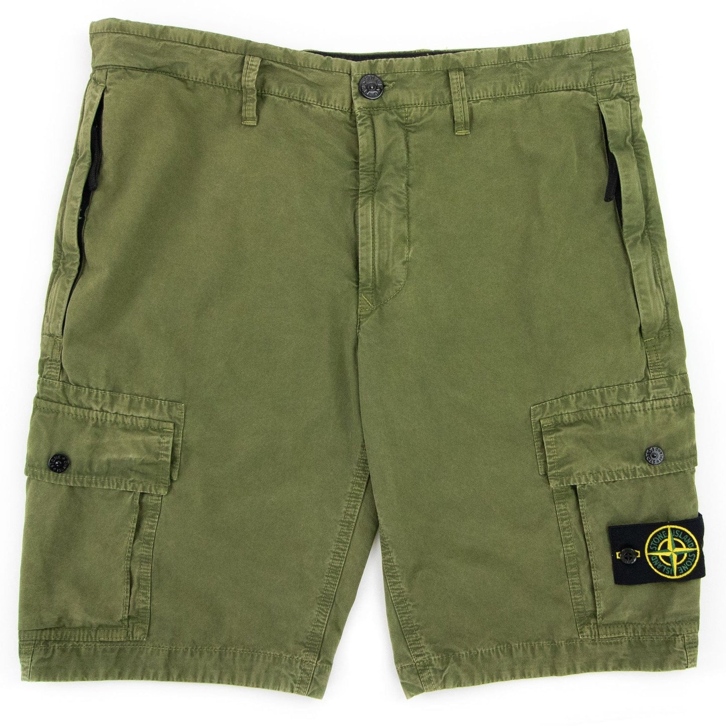 Stone Island L11wa Garment Dyed Canvas Shorts Olive V0158